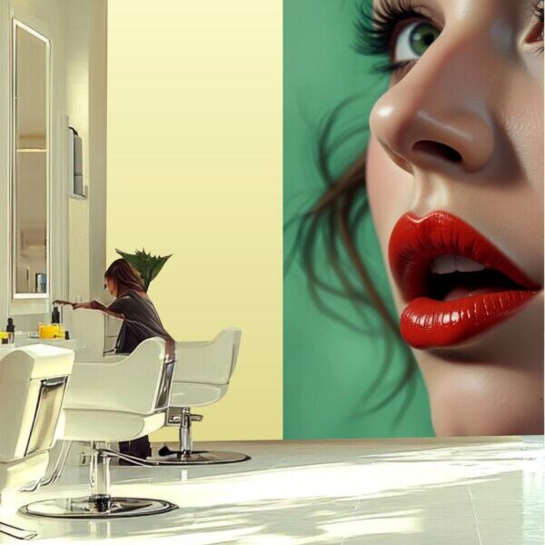 Beauty Salon Girl Lips Wall Mural