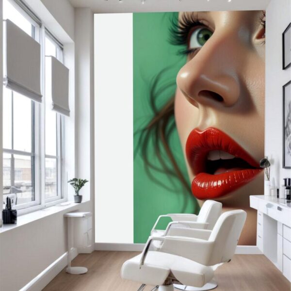 Beauty Salon Girl Lips Wall Mural