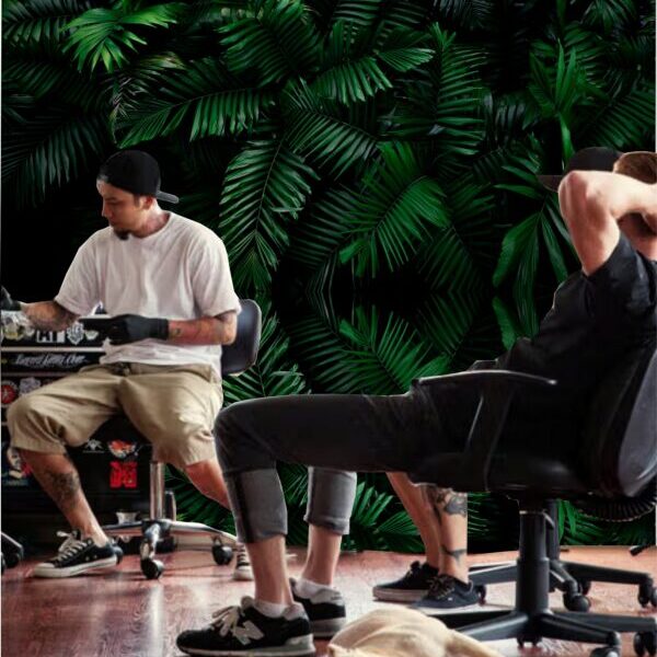 Tropical Jungle Wall Mural for Tattoo shop