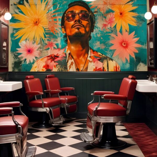 Barbershop California Man Wall Mural