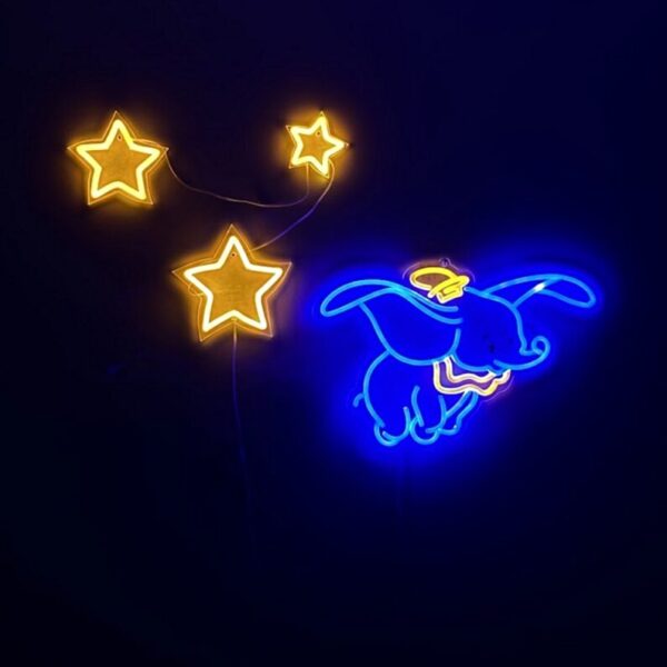 Dumbo Disney Neon Sign, Luminous Stars